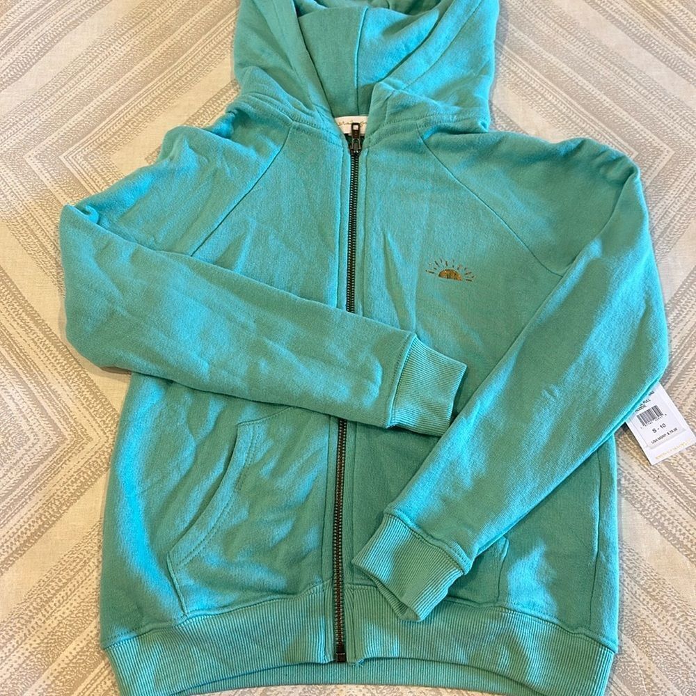 Spiritual Gangster Girls Teal Grateful Sunshine Zip-up Hoodie - Size 10